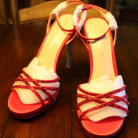 FINAL OFFER! - NWT Betsey Johnson Red Sparkle Blue Heels - 10 - Picture 4 of 15